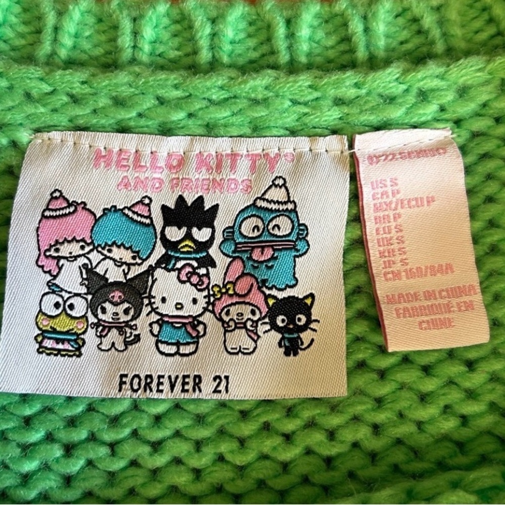 Hello Kitty & Friends “My Melody” x Forever 21 Knit Green Sweater size Small - Picture 7 of 14